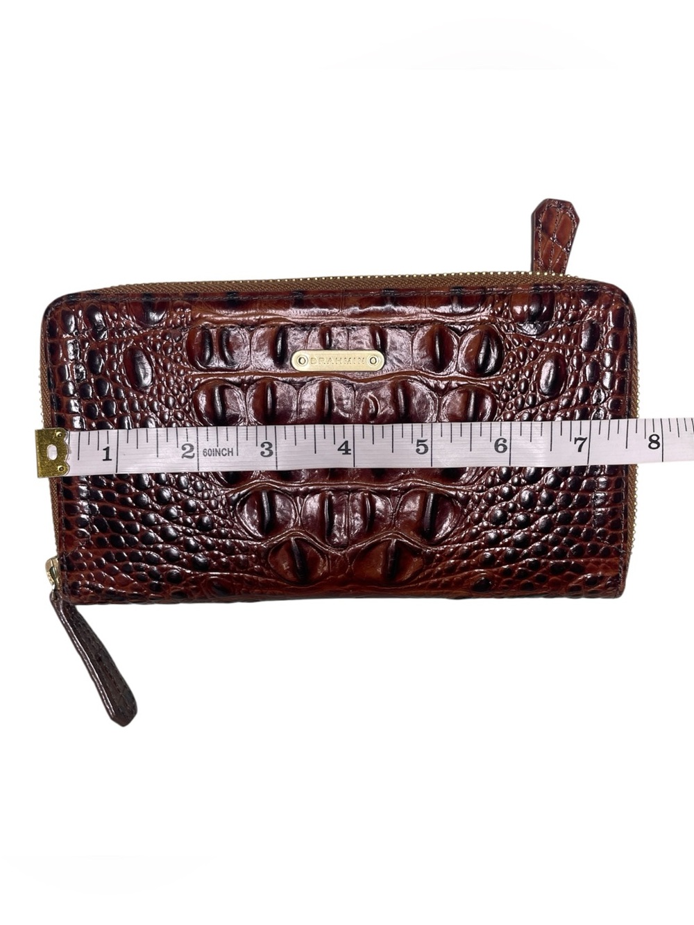 Brahmin Deep Chestnut Croc-Embossed Leather Zip Clutch - Picture 12 of 14
